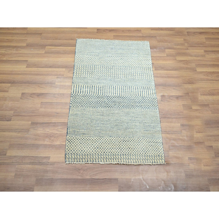 2'0" x 3'0" New Hand Knotted Blue Wool Rectangle Oriental Rug - MOA10276476