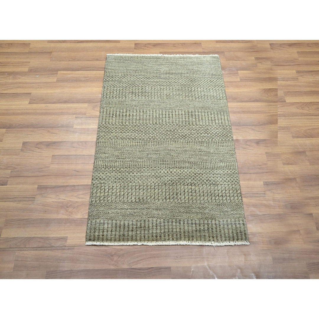 2'0" x 3'0" New Hand Knotted Brown Wool & Silk Rectangle Oriental Rug - MOA10276477