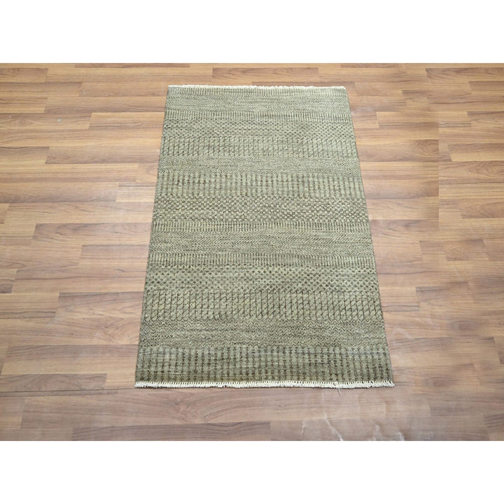 2'0" x 3'0" New Hand Knotted Brown Wool & Silk Rectangle Oriental Rug - MOA10276477