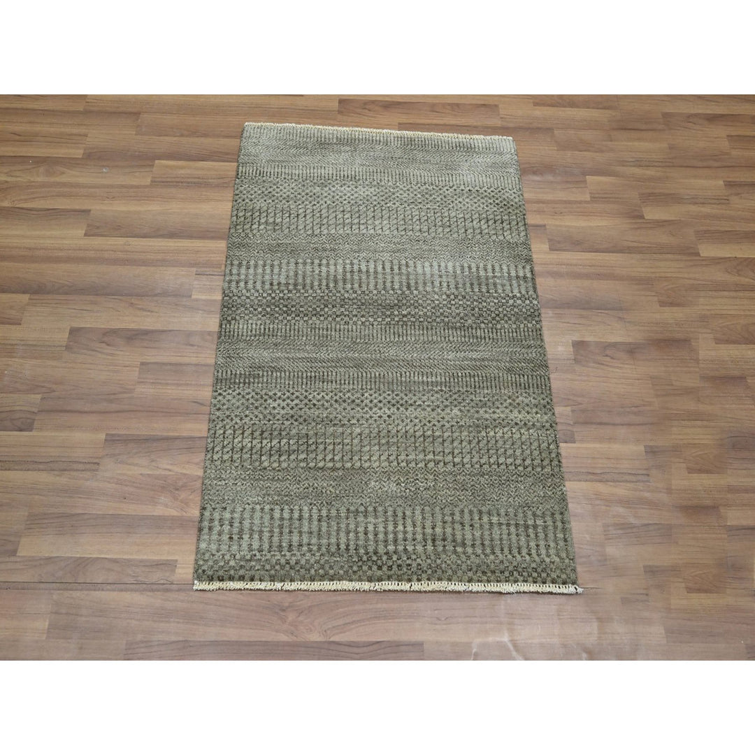 2'0" x 3'0" New Hand Knotted Brown Wool & Silk Rectangle Oriental Rug - MOA10276478