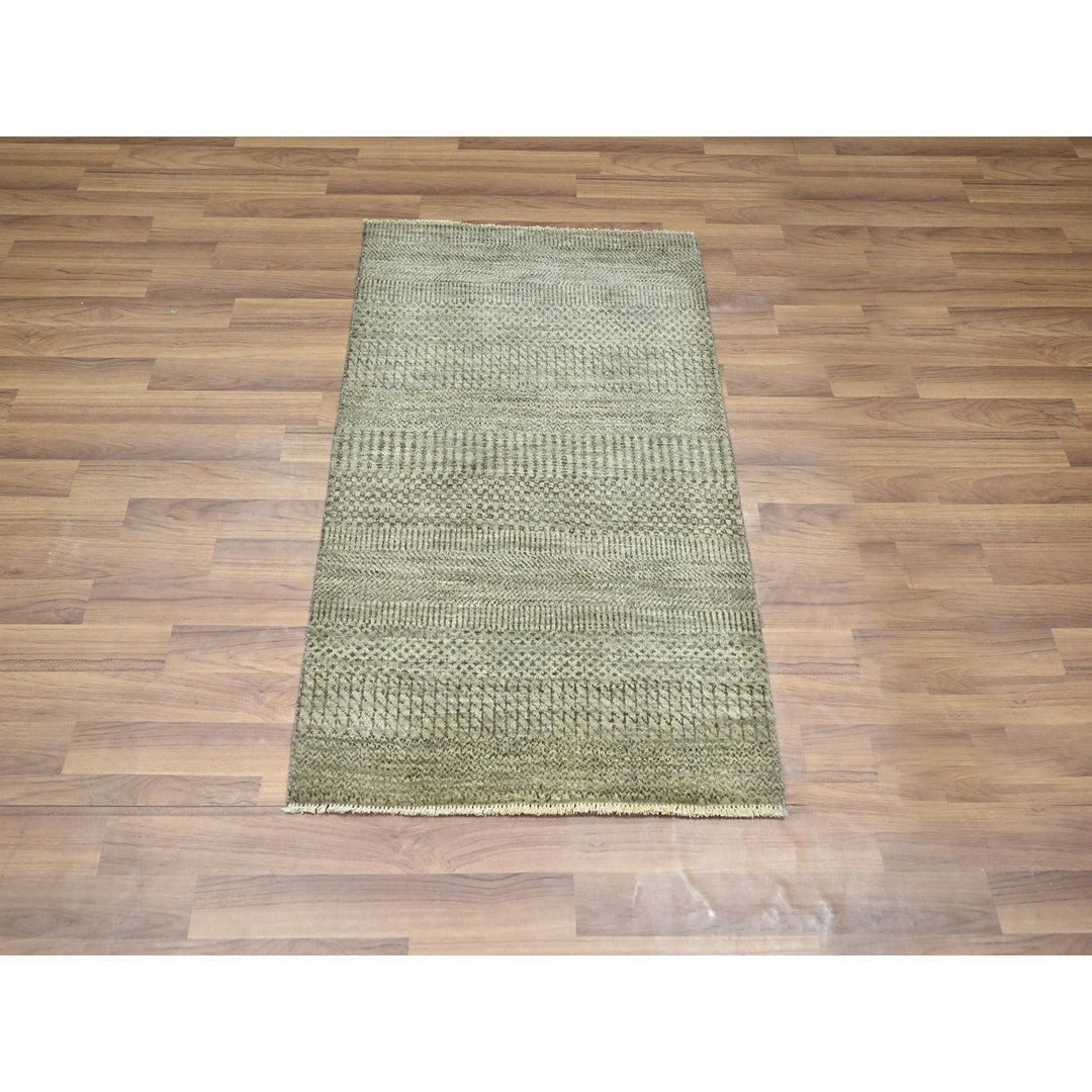 2'0" x 3'0" New Hand Knotted Brown Wool & Silk Rectangle Oriental Rug - MOA10276479