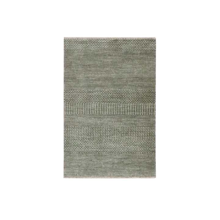 2'0" x 3'0" New Hand Knotted Grey Wool Rectangle Oriental Rug - MOA10276481