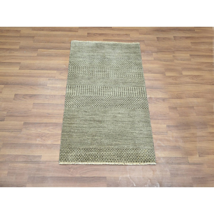2'0" x 3'0" New Hand Knotted Grey Wool Rectangle Oriental Rug - MOA10276481