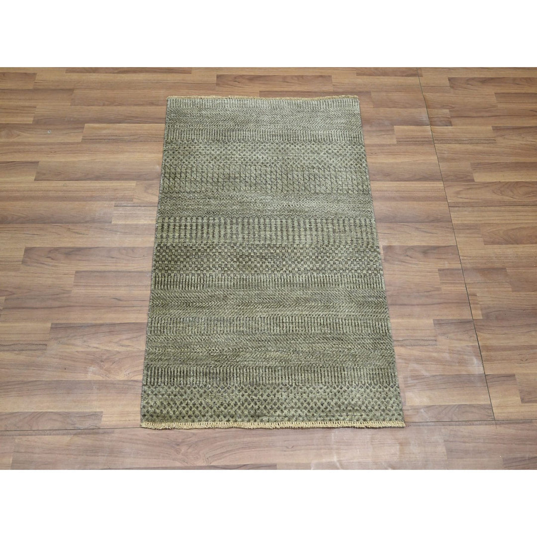 2'0" x 3'0" New Hand Knotted Brown Wool Rectangle Oriental Rug - MOA10276482