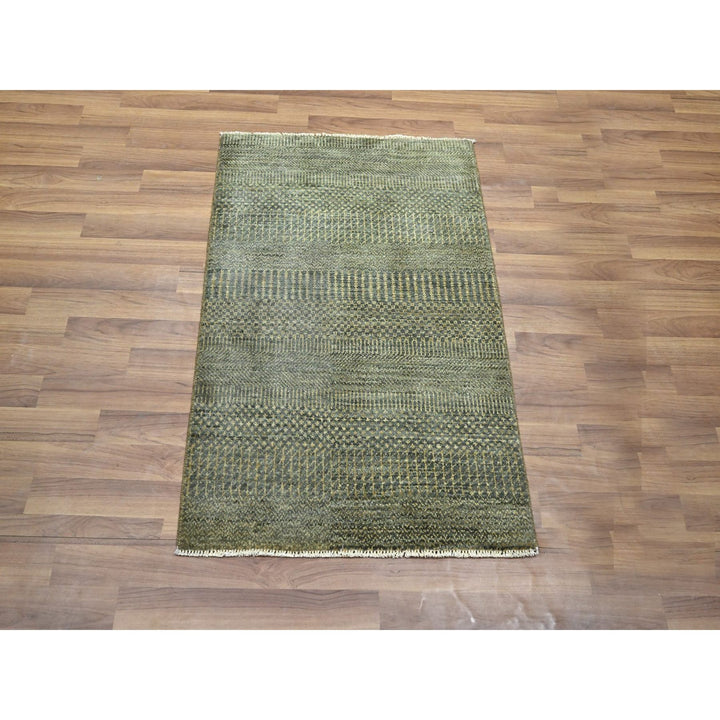 2'0" x 3'0" New Hand Knotted Brown Wool & Silk Rectangle Oriental Rug - MOA10276483