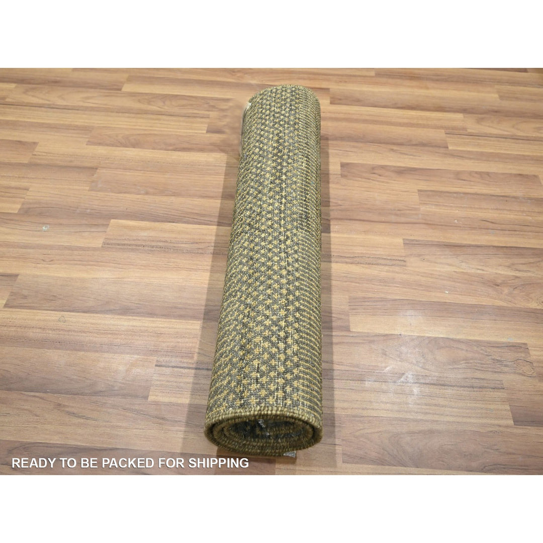 2'0" x 3'0" New Hand Knotted Brown Wool & Silk Rectangle Oriental Rug - MOA10276483