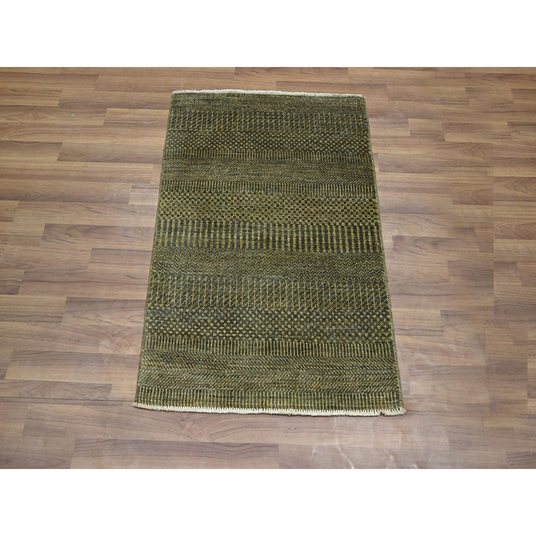 2'0" x 3'0" New Hand Knotted Brown Wool Rectangle Oriental Rug - MOA10276484