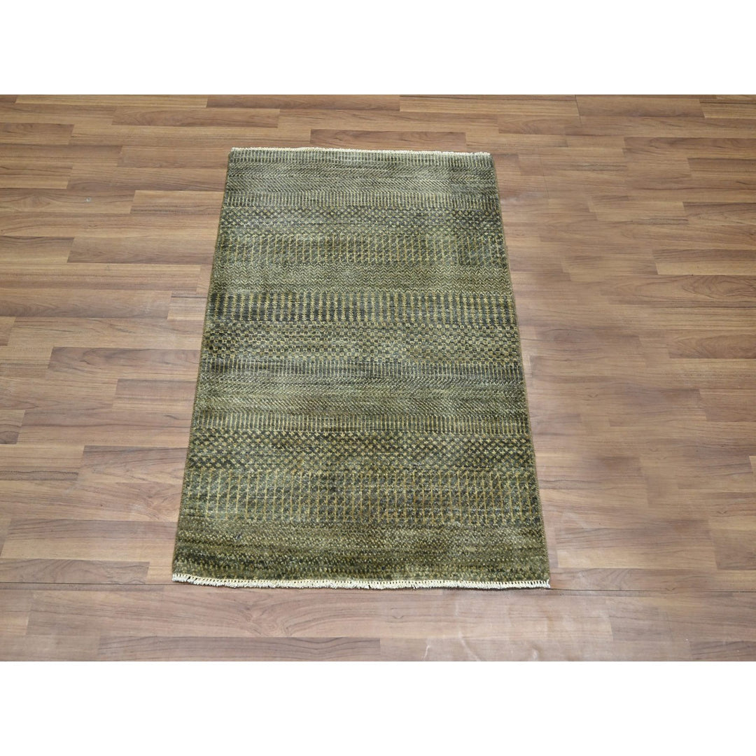 2'0" x 3'0" New Hand Knotted Brown Wool Rectangle Oriental Rug - MOA10276485