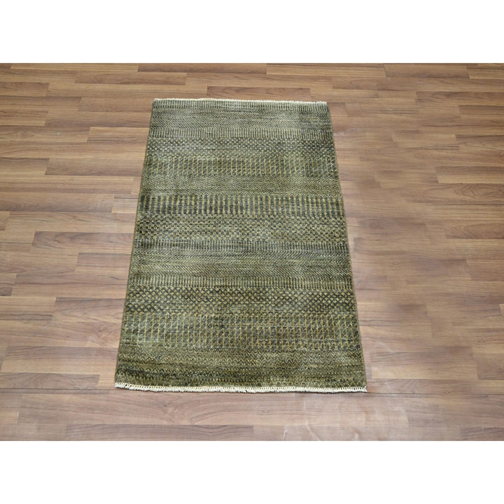 2'0" x 3'0" New Hand Knotted Brown Wool Rectangle Oriental Rug - MOA10276485