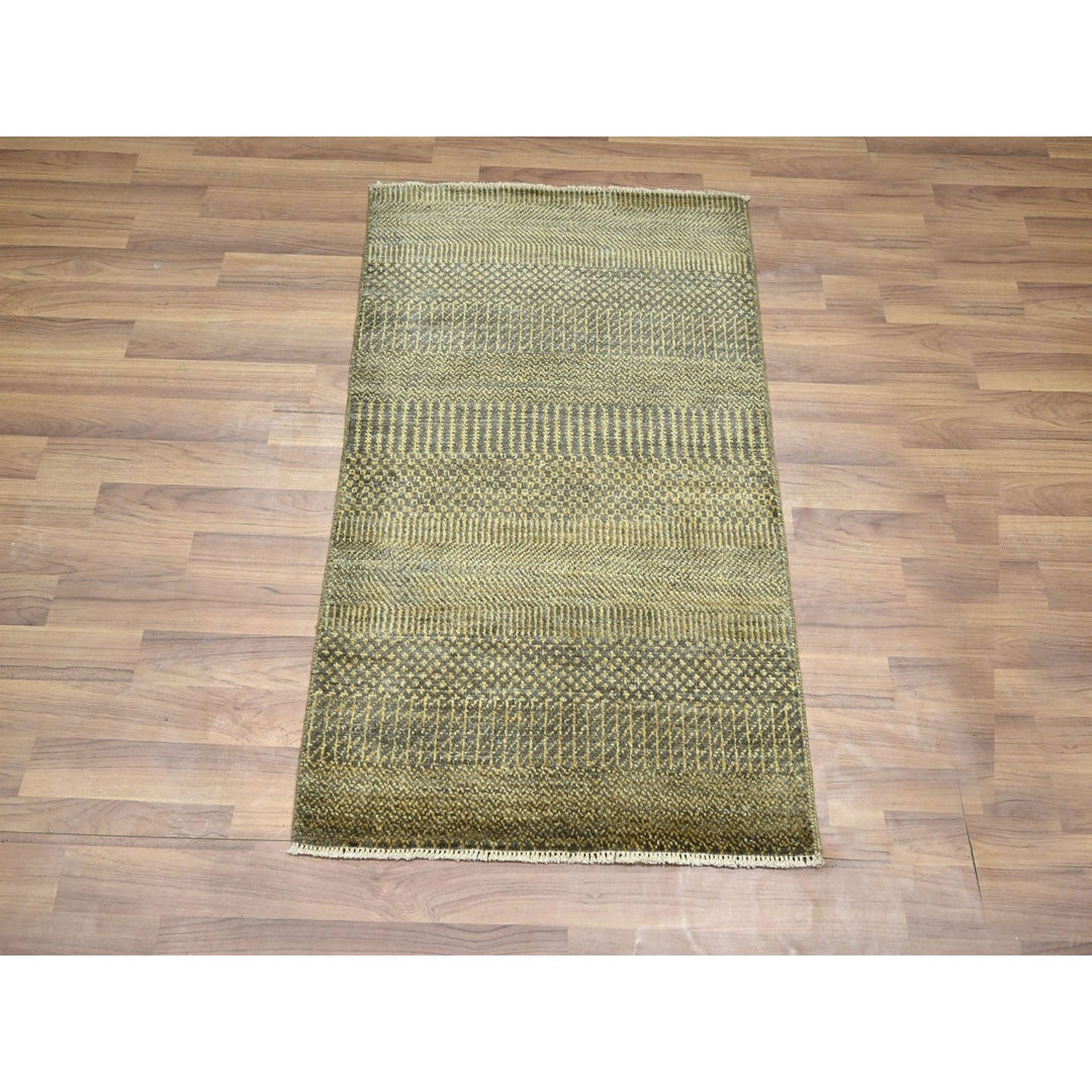 2'0" x 3'0" New Hand Knotted Brown Wool Rectangle Oriental Rug - MOA10276487