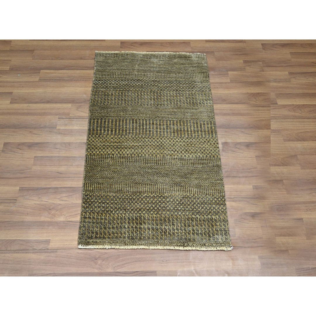 2'0" x 3'0" New Hand Knotted Brown Wool Rectangle Oriental Rug - MOA10276488