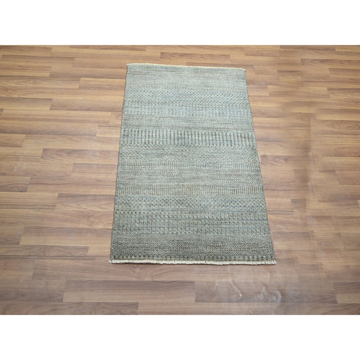 2'0" x 3'0" New Hand Knotted Blue Wool & Silk Rectangle Oriental Rug - MOA10276490