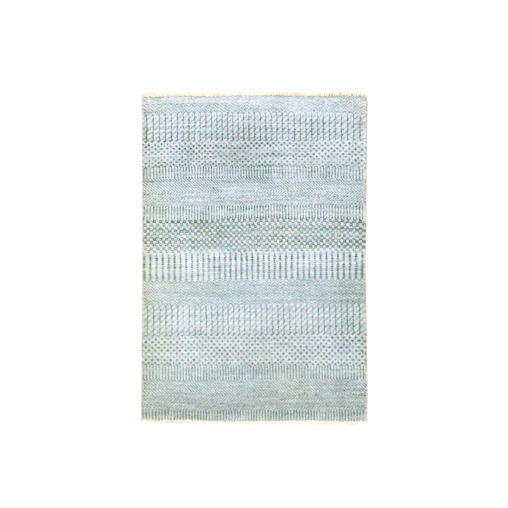 2'0" x 3'0" New Hand Knotted Grey Wool & Silk Rectangle Oriental Rug - MOA10276491