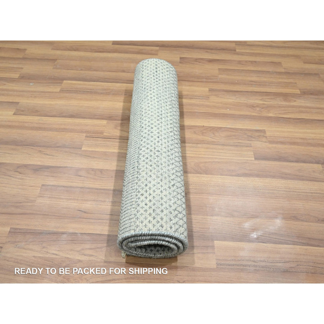 2'0" x 3'0" New Hand Knotted Grey Wool & Silk Rectangle Oriental Rug - MOA10276491