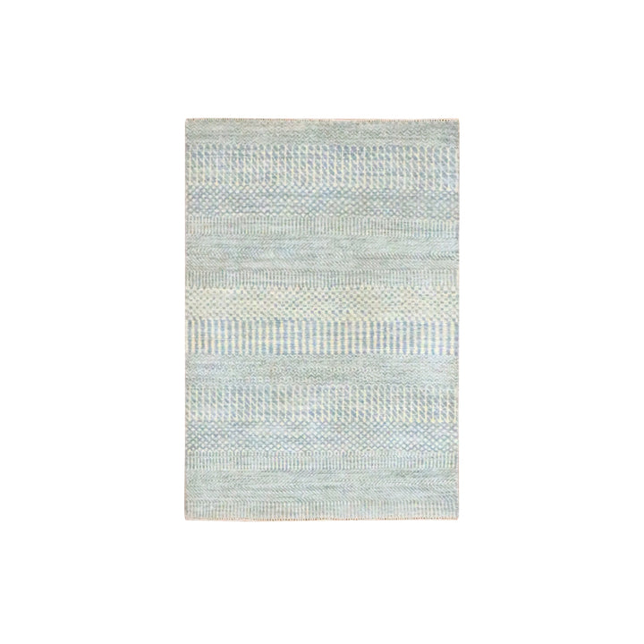 2'0" x 3'0" New Hand Knotted Grey Wool & Silk Rectangle Oriental Rug - MOA10276492