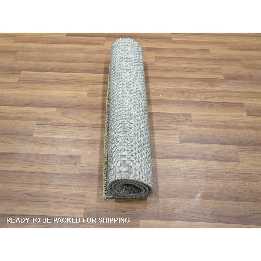2'0" x 3'0" New Hand Knotted Grey Wool & Silk Rectangle Oriental Rug - MOA10276492