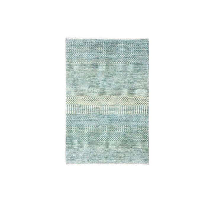 2'0" x 3'0" New Hand Knotted Grey Wool & Silk Rectangle Oriental Rug - MOA10276493