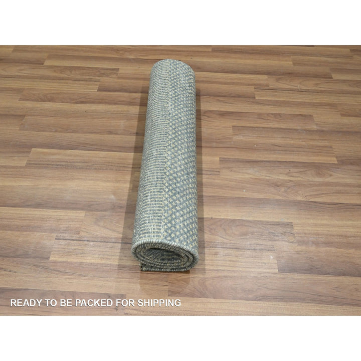 2'0" x 3'0" New Hand Knotted Grey Wool & Silk Rectangle Oriental Rug - MOA10276493