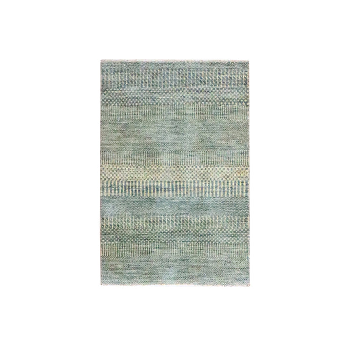 2'0" x 3'0" New Hand Knotted Grey Wool & Silk Rectangle Oriental Rug - MOA10276494