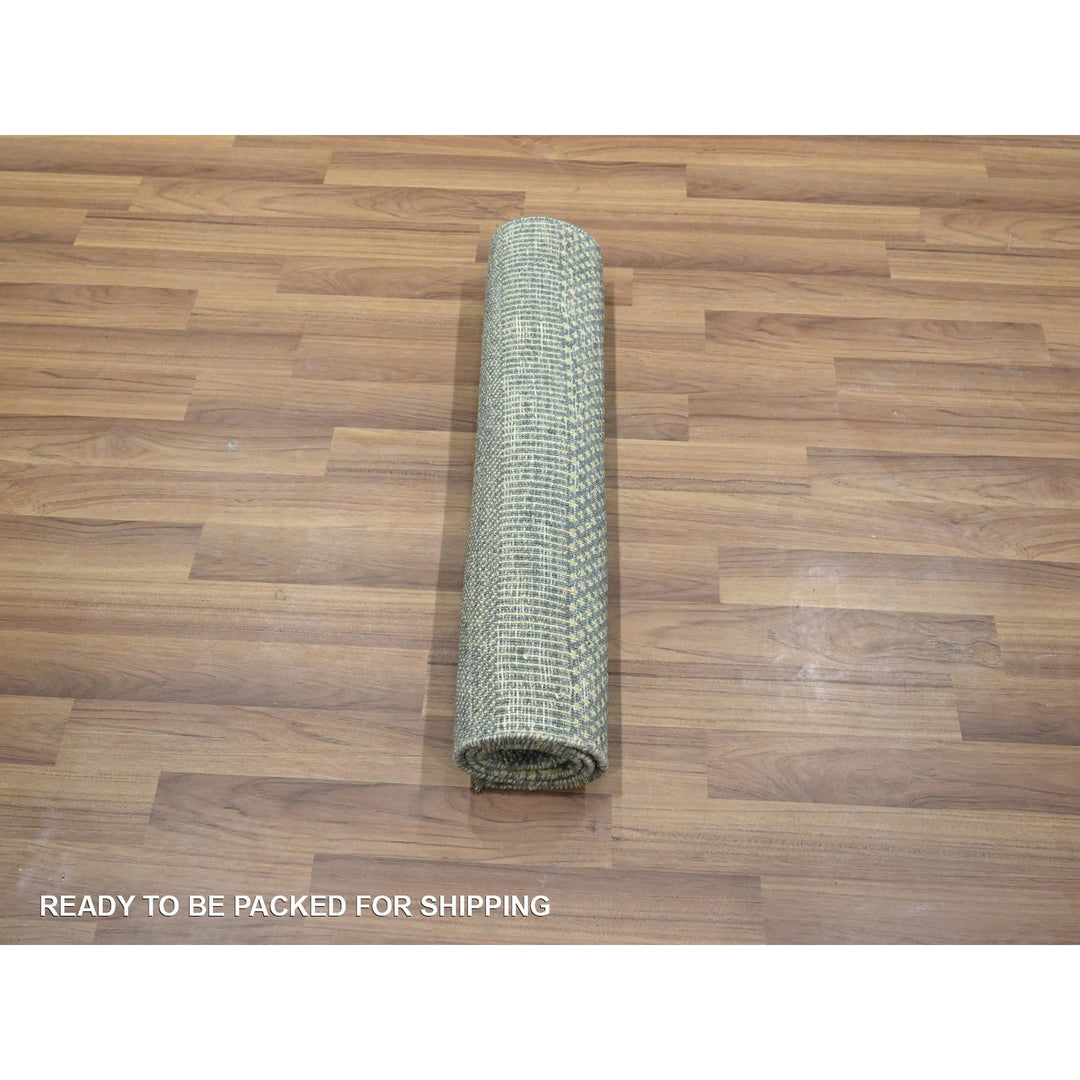 2'0" x 3'0" New Hand Knotted Grey Wool & Silk Rectangle Oriental Rug - MOA10276494