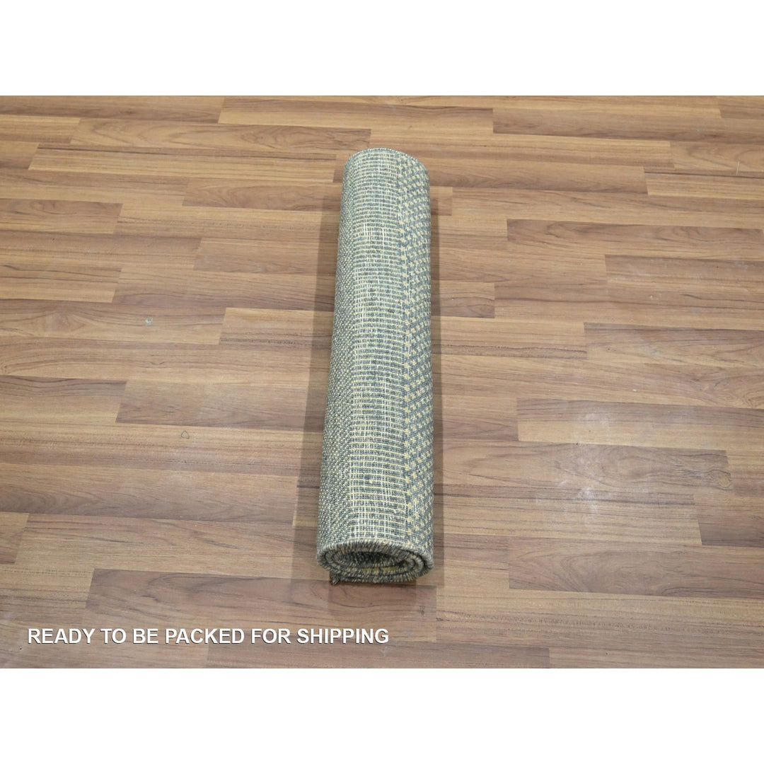 2'0" x 3'0" New Hand Knotted Grey Wool & Silk Rectangle Oriental Rug - MOA10276495