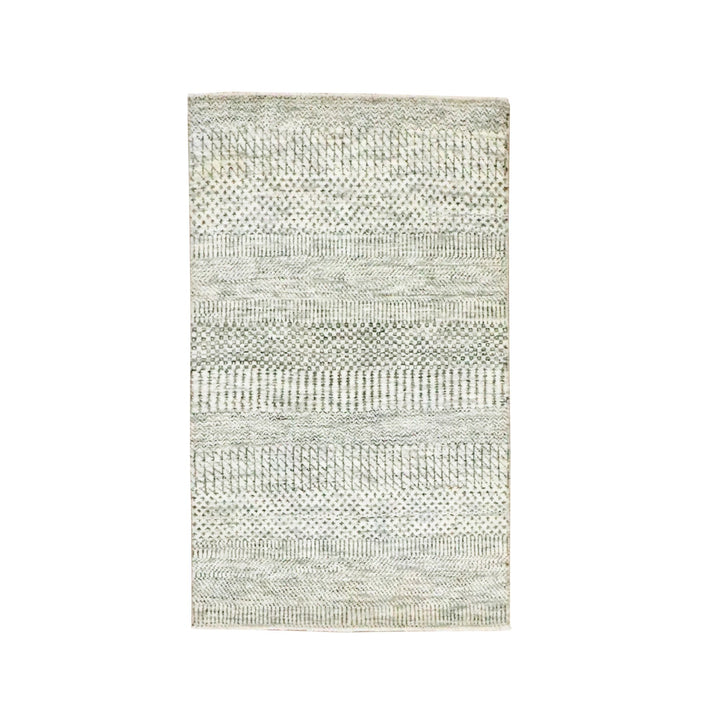 2'0" x 3'0" New Hand Knotted Ivory Wool & Silk Rectangle Oriental Rug - MOA10276498