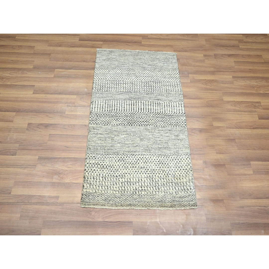 2'0" x 3'0" New Hand Knotted Ivory Wool & Silk Rectangle Oriental Rug - MOA10276498