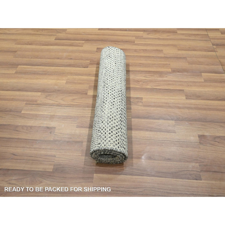 2'0" x 3'0" New Hand Knotted Ivory Wool & Silk Rectangle Oriental Rug - MOA10276499