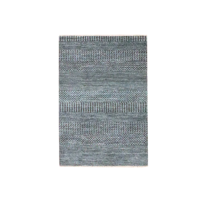 2'0" x 3'0" New Hand Knotted Grey Wool & Silk Rectangle Oriental Rug - MOA10276502