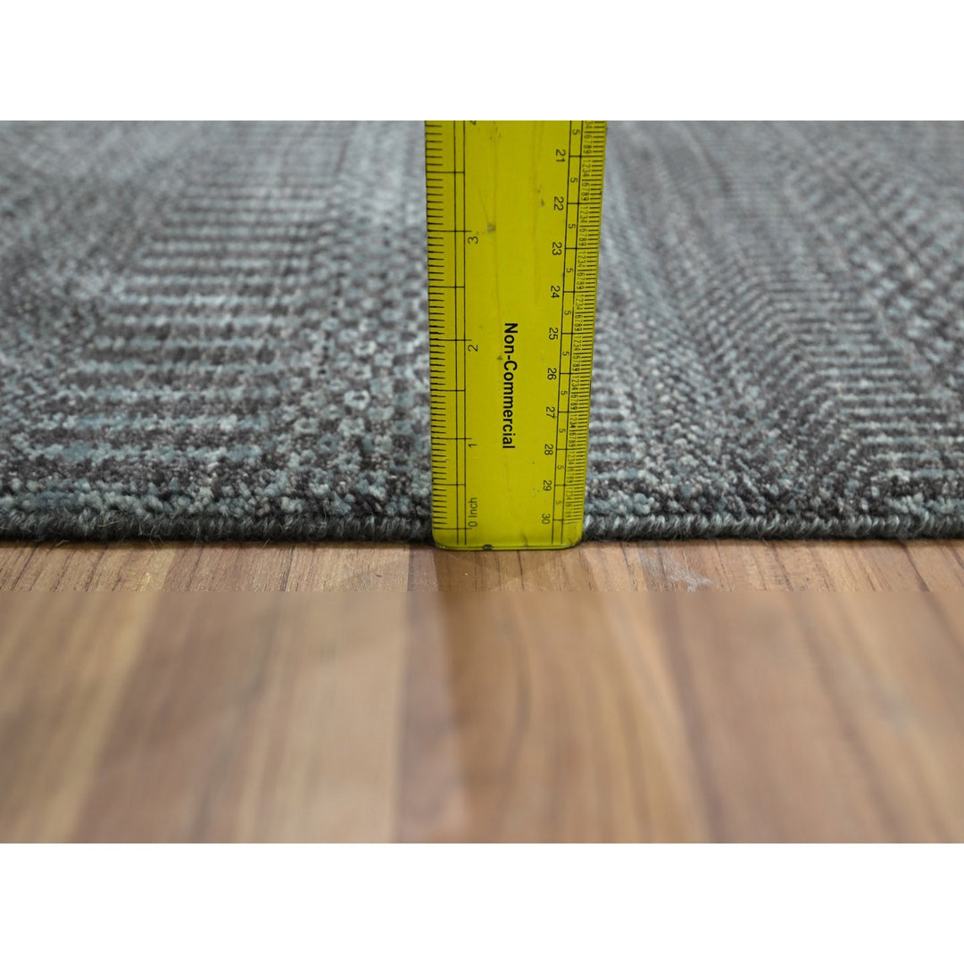 2'0" x 3'0" New Hand Knotted Grey Wool & Silk Rectangle Oriental Rug - MOA10276502