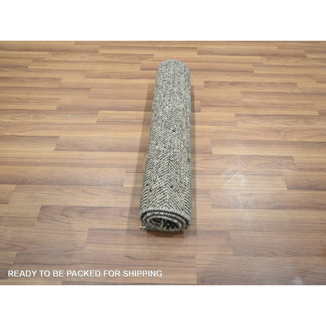 2'0" x 3'0" New Hand Knotted Grey Wool & Silk Rectangle Oriental Rug - MOA10276505