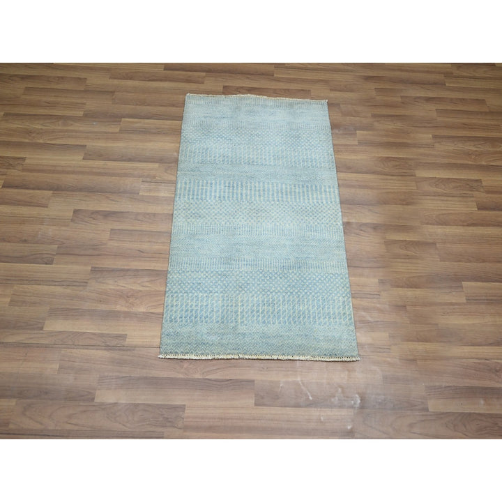 2'0" x 3'0" New Hand Knotted Blue Wool & Silk Rectangle Oriental Rug - MOA10276506