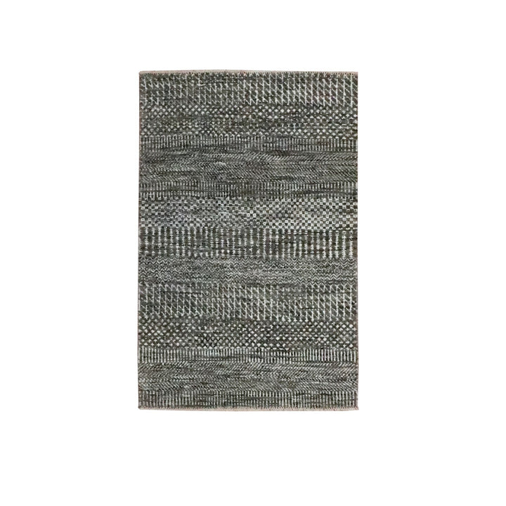 2'0" x 3'0" New Hand Knotted Brown Wool & Silk Rectangle Oriental Rug - MOA10276507