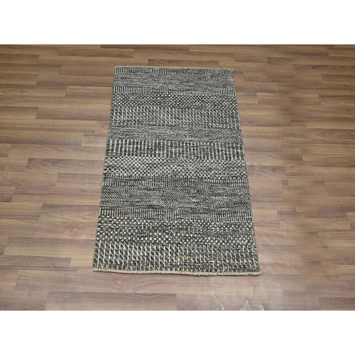2'0" x 3'0" New Hand Knotted Brown Wool & Silk Rectangle Oriental Rug - MOA10276507