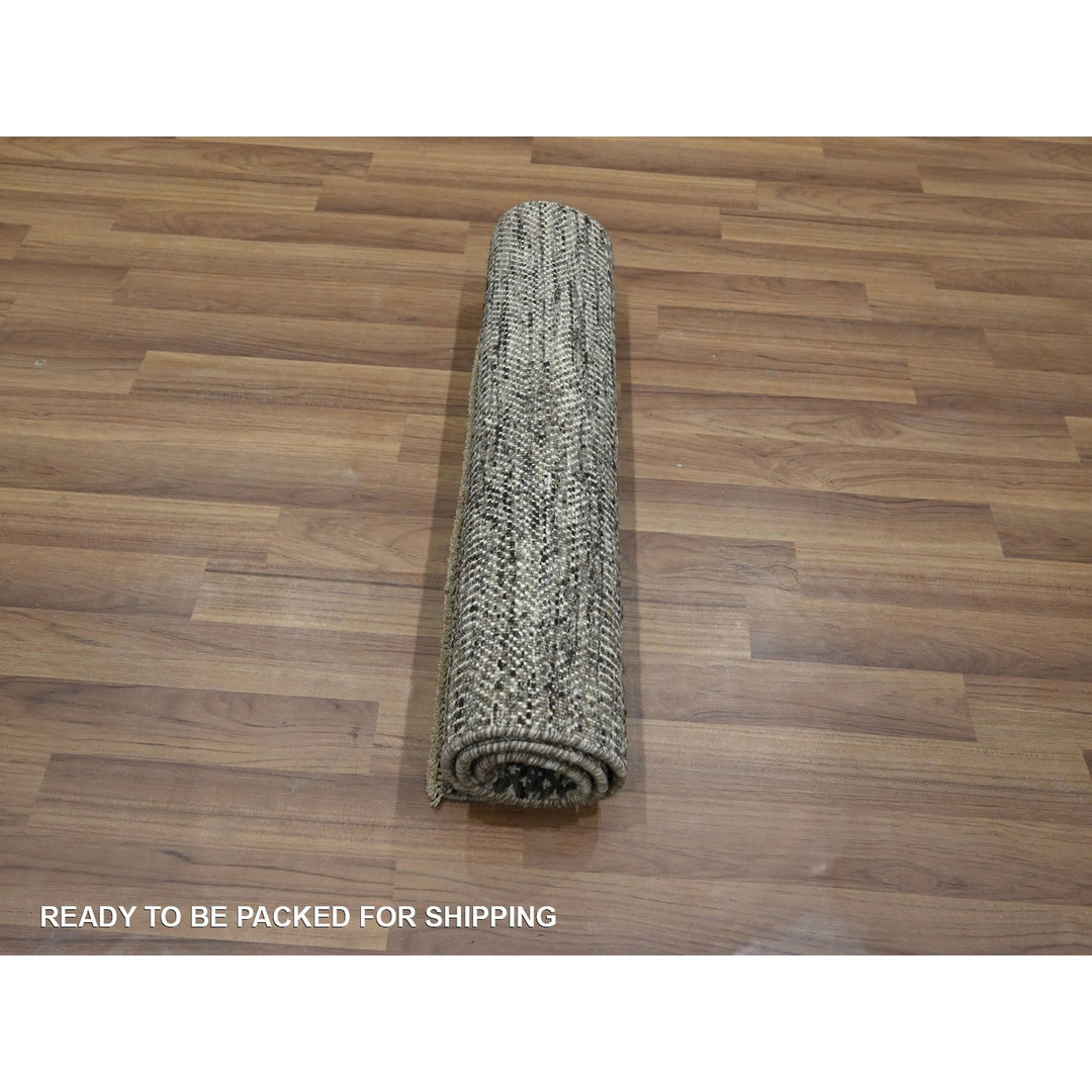 2'0" x 3'0" New Hand Knotted Brown Wool & Silk Rectangle Oriental Rug - MOA10276507