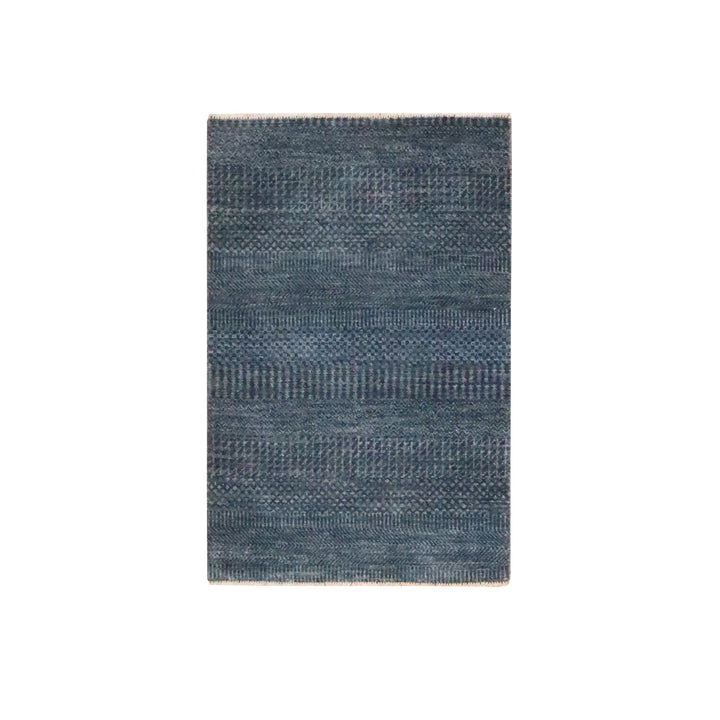 2'0" x 3'0" New Hand Knotted Blue Wool & Silk Rectangle Oriental Rug - MOA10276509