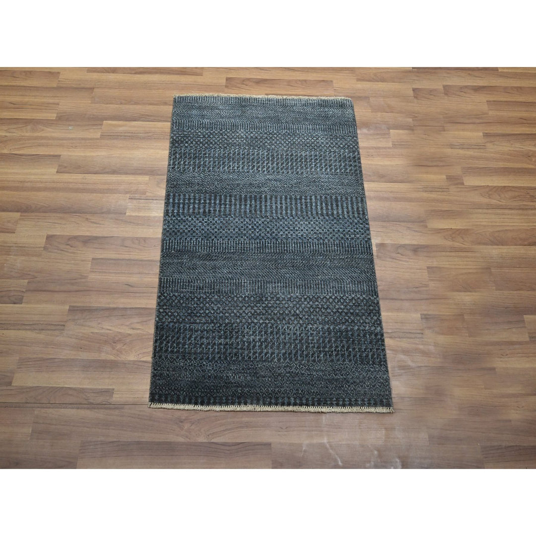 2'0" x 3'0" New Hand Knotted Blue Wool & Silk Rectangle Oriental Rug - MOA10276509