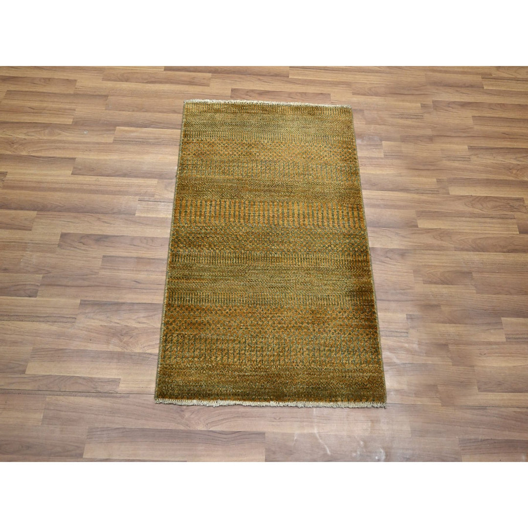 2'0" x 3'0" New Hand Knotted Brown Wool & Silk Rectangle Oriental Rug - MOA10276510