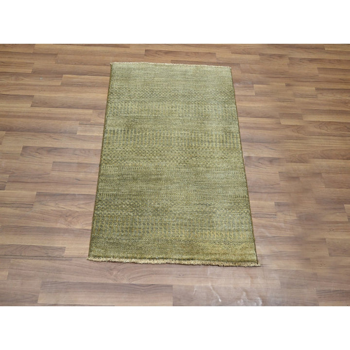 2'0" x 3'0" New Hand Knotted Brown Wool & Silk Rectangle Oriental Rug - MOA10276511
