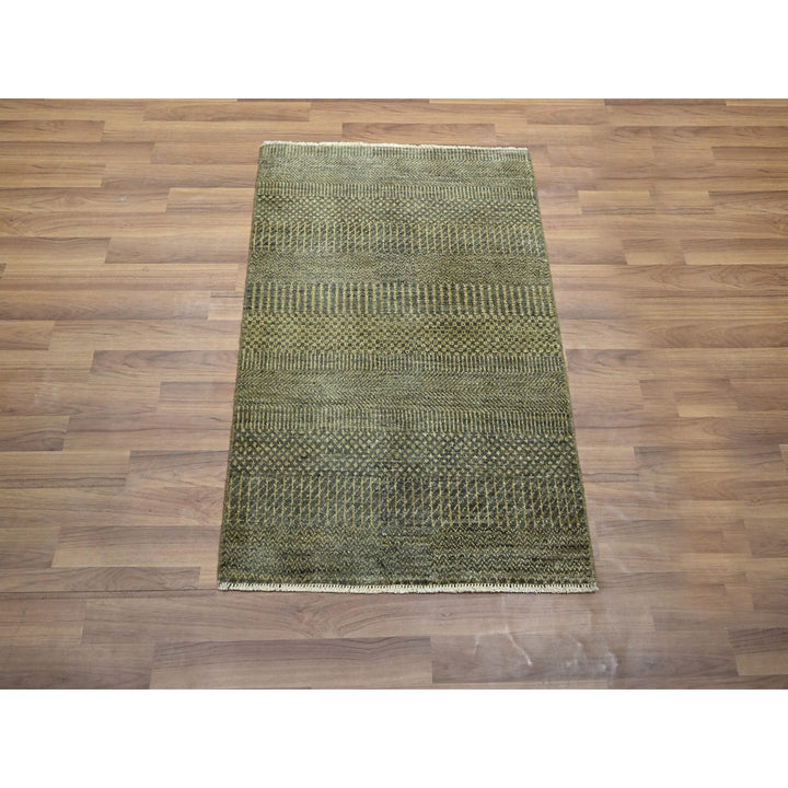2'0" x 3'0" New Hand Knotted Brown Wool & Silk Rectangle Oriental Rug - MOA10276512