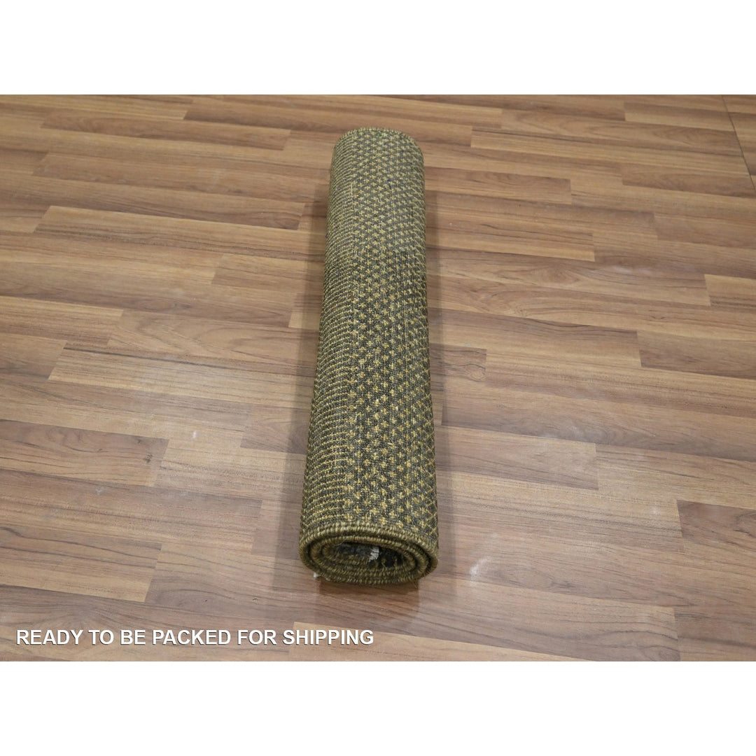 2'0" x 3'0" New Hand Knotted Brown Wool & Silk Rectangle Oriental Rug - MOA10276512