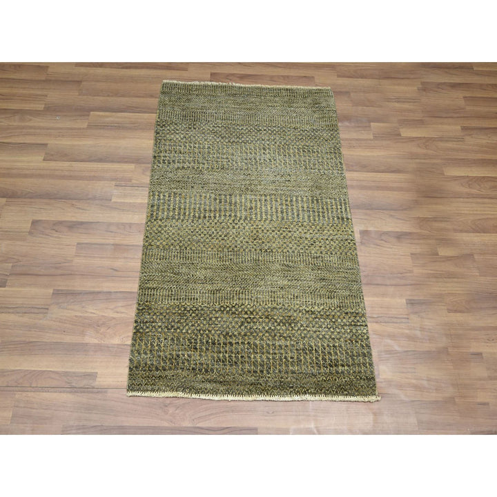 2'0" x 3'0" New Hand Knotted Brown Wool & Silk Rectangle Oriental Rug - MOA10276513