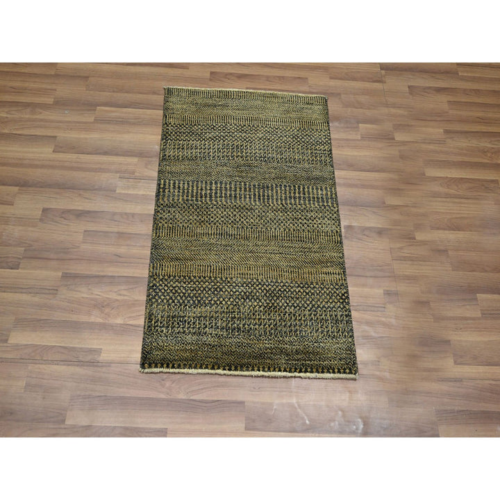 2'0" x 3'0" New Hand Knotted Brown Wool & Silk Rectangle Oriental Rug - MOA10276514