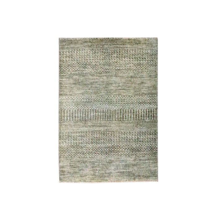 2'0" x 3'0" New Hand Knotted Brown Wool & Silk Rectangle Oriental Rug - MOA10276516