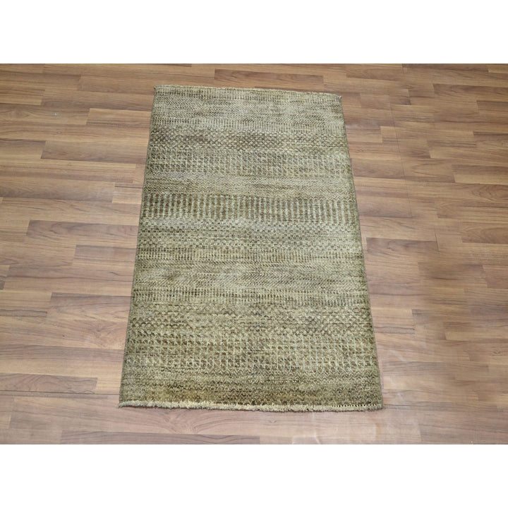 2'0" x 3'0" New Hand Knotted Brown Wool & Silk Rectangle Oriental Rug - MOA10276516