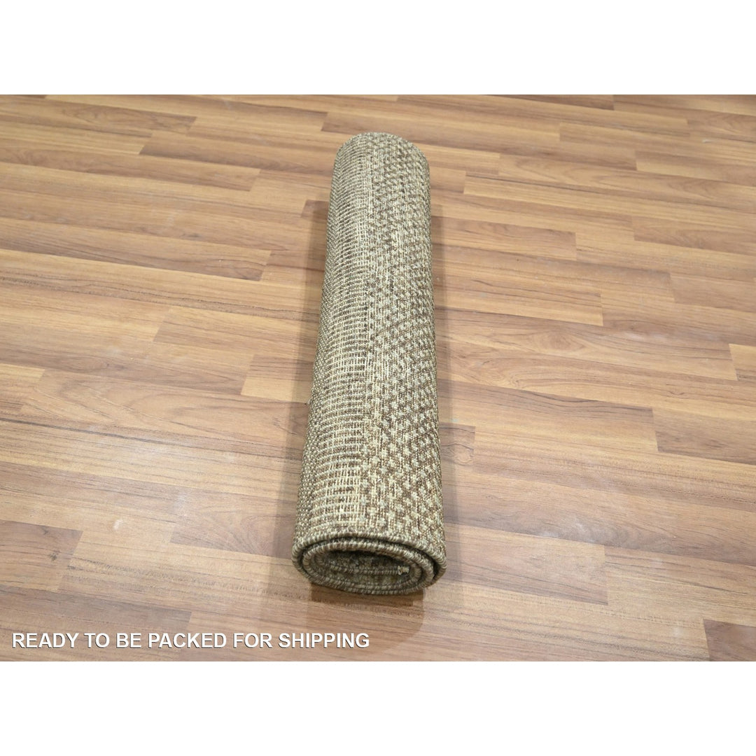 2'0" x 3'0" New Hand Knotted Brown Wool & Silk Rectangle Oriental Rug - MOA10276516