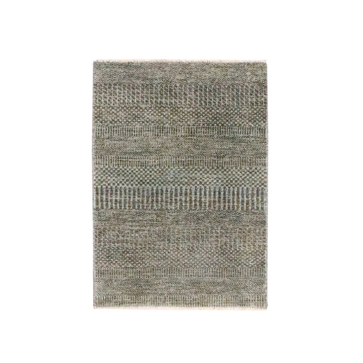 2'0" x 3'0" New Hand Knotted Brown Wool & Silk Rectangle Oriental Rug - MOA10276517