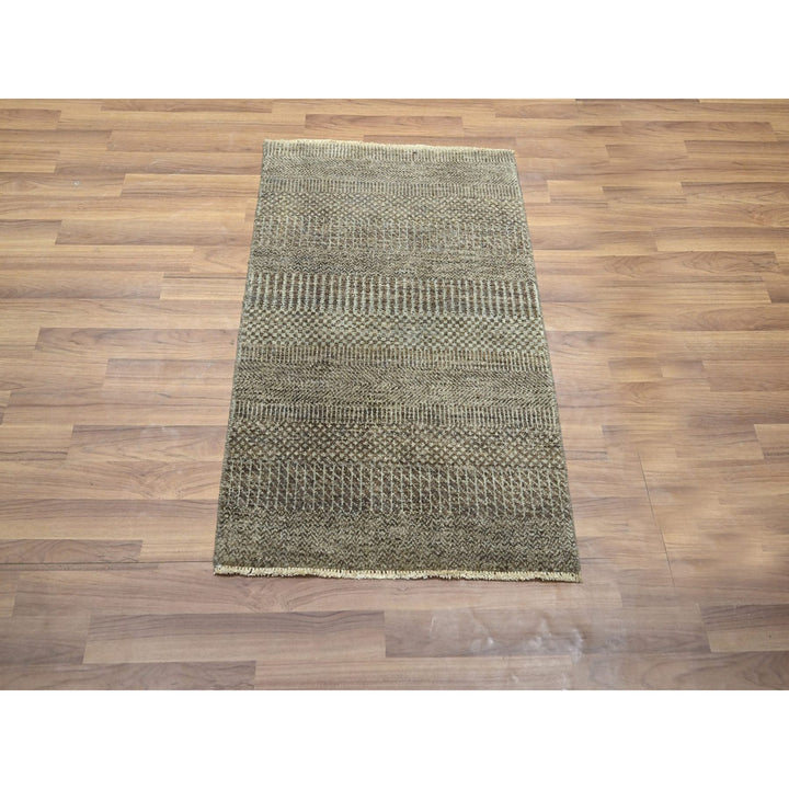 2'0" x 3'0" New Hand Knotted Brown Wool & Silk Rectangle Oriental Rug - MOA10276517