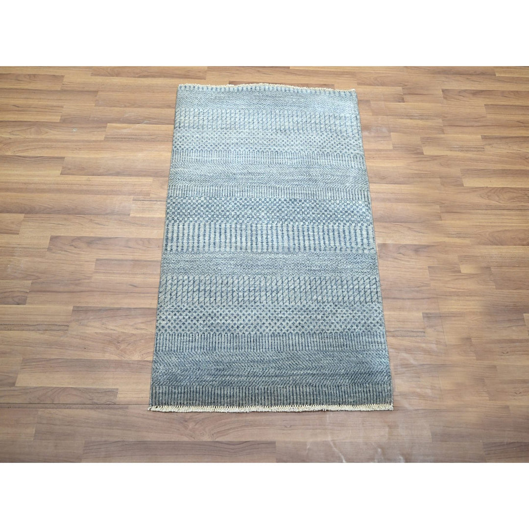 2'0" x 3'0" New Hand Knotted Blue Wool & Silk Rectangle Oriental Rug - MOA10276520