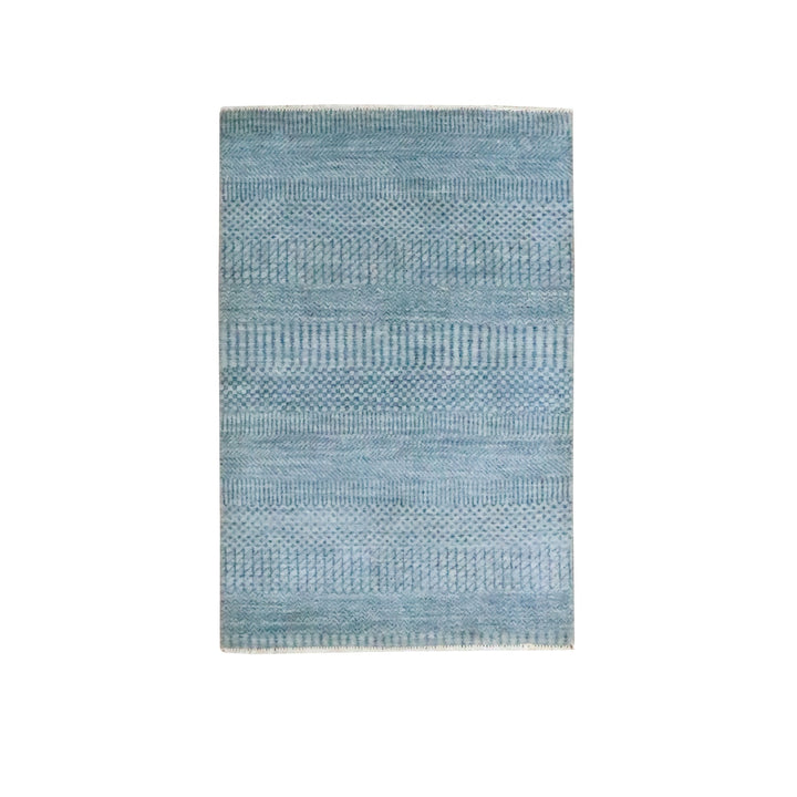 2'0" x 3'0" New Hand Knotted Blue Wool & Silk Rectangle Oriental Rug - MOA10276521